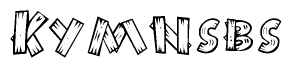 The clipart image shows the name Kymnsbs stylized to look like it is constructed out of separate wooden planks or boards, with each letter having wood grain and plank-like details.