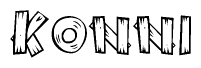 The clipart image shows the name Konni stylized to look like it is constructed out of separate wooden planks or boards, with each letter having wood grain and plank-like details.
