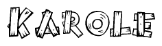 The clipart image shows the name Karole stylized to look like it is constructed out of separate wooden planks or boards, with each letter having wood grain and plank-like details.