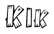 The clipart image shows the name Kik stylized to look like it is constructed out of separate wooden planks or boards, with each letter having wood grain and plank-like details.