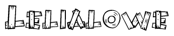 The clipart image shows the name Lelialowe stylized to look like it is constructed out of separate wooden planks or boards, with each letter having wood grain and plank-like details.