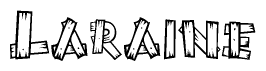 The clipart image shows the name Laraine stylized to look like it is constructed out of separate wooden planks or boards, with each letter having wood grain and plank-like details.