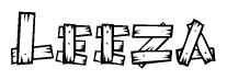 The clipart image shows the name Leeza stylized to look as if it has been constructed out of wooden planks or logs. Each letter is designed to resemble pieces of wood.