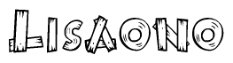 The clipart image shows the name Lisaono stylized to look as if it has been constructed out of wooden planks or logs. Each letter is designed to resemble pieces of wood.