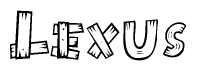 The clipart image shows the name Lexus stylized to look like it is constructed out of separate wooden planks or boards, with each letter having wood grain and plank-like details.