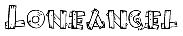 The clipart image shows the name Loneangel stylized to look as if it has been constructed out of wooden planks or logs. Each letter is designed to resemble pieces of wood.
