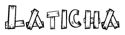The clipart image shows the name Laticha stylized to look like it is constructed out of separate wooden planks or boards, with each letter having wood grain and plank-like details.