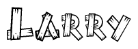 The clipart image shows the name Larry stylized to look like it is constructed out of separate wooden planks or boards, with each letter having wood grain and plank-like details.