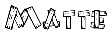 The clipart image shows the name Matte stylized to look as if it has been constructed out of wooden planks or logs. Each letter is designed to resemble pieces of wood.