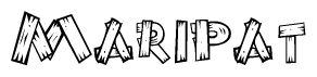 The clipart image shows the name Maripat stylized to look as if it has been constructed out of wooden planks or logs. Each letter is designed to resemble pieces of wood.