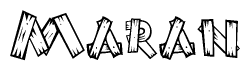 The clipart image shows the name Maran stylized to look as if it has been constructed out of wooden planks or logs. Each letter is designed to resemble pieces of wood.
