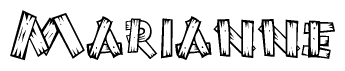 The clipart image shows the name Marianne stylized to look as if it has been constructed out of wooden planks or logs. Each letter is designed to resemble pieces of wood.