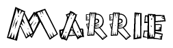 The clipart image shows the name Marrie stylized to look as if it has been constructed out of wooden planks or logs. Each letter is designed to resemble pieces of wood.