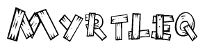 The clipart image shows the name Myrtleq stylized to look as if it has been constructed out of wooden planks or logs. Each letter is designed to resemble pieces of wood.