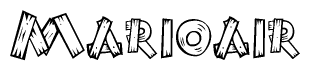 The clipart image shows the name Marioair stylized to look like it is constructed out of separate wooden planks or boards, with each letter having wood grain and plank-like details.