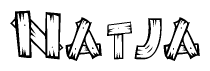 The clipart image shows the name Natja stylized to look like it is constructed out of separate wooden planks or boards, with each letter having wood grain and plank-like details.