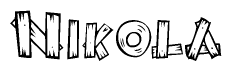 The clipart image shows the name Nikola stylized to look like it is constructed out of separate wooden planks or boards, with each letter having wood grain and plank-like details.