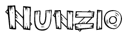 The image contains the name Nunzio written in a decorative, stylized font with a hand-drawn appearance. The lines are made up of what appears to be planks of wood, which are nailed together