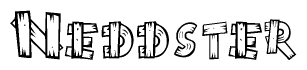 The clipart image shows the name Neddster stylized to look as if it has been constructed out of wooden planks or logs. Each letter is designed to resemble pieces of wood.