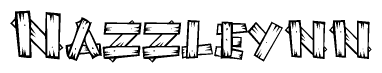 The image contains the name Nazzleynn written in a decorative, stylized font with a hand-drawn appearance. The lines are made up of what appears to be planks of wood, which are nailed together