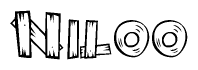 The clipart image shows the name Niloo stylized to look like it is constructed out of separate wooden planks or boards, with each letter having wood grain and plank-like details.