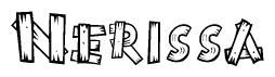 The image contains the name Nerissa written in a decorative, stylized font with a hand-drawn appearance. The lines are made up of what appears to be planks of wood, which are nailed together
