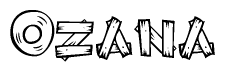 The clipart image shows the name Ozana stylized to look as if it has been constructed out of wooden planks or logs. Each letter is designed to resemble pieces of wood.