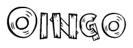 The clipart image shows the name Oingo stylized to look like it is constructed out of separate wooden planks or boards, with each letter having wood grain and plank-like details.
