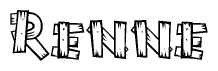 The clipart image shows the name Renne stylized to look as if it has been constructed out of wooden planks or logs. Each letter is designed to resemble pieces of wood.