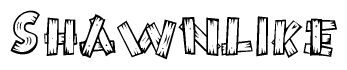 The clipart image shows the name Shawnlike stylized to look like it is constructed out of separate wooden planks or boards, with each letter having wood grain and plank-like details.
