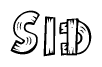 The clipart image shows the name Sid stylized to look as if it has been constructed out of wooden planks or logs. Each letter is designed to resemble pieces of wood.