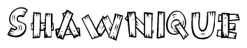 The clipart image shows the name Shawnique stylized to look like it is constructed out of separate wooden planks or boards, with each letter having wood grain and plank-like details.