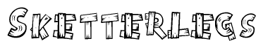 The clipart image shows the name Sketterlegs stylized to look like it is constructed out of separate wooden planks or boards, with each letter having wood grain and plank-like details.