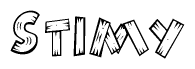 The image contains the name Stimy written in a decorative, stylized font with a hand-drawn appearance. The lines are made up of what appears to be planks of wood, which are nailed together