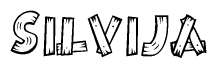 The image contains the name Silvija written in a decorative, stylized font with a hand-drawn appearance. The lines are made up of what appears to be planks of wood, which are nailed together