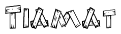 The clipart image shows the name Tiamat stylized to look as if it has been constructed out of wooden planks or logs. Each letter is designed to resemble pieces of wood.