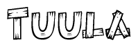 The clipart image shows the name Tuula stylized to look like it is constructed out of separate wooden planks or boards, with each letter having wood grain and plank-like details.
