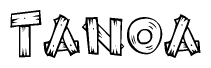 The clipart image shows the name Tanoa stylized to look as if it has been constructed out of wooden planks or logs. Each letter is designed to resemble pieces of wood.