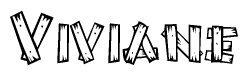 The image contains the name Viviane written in a decorative, stylized font with a hand-drawn appearance. The lines are made up of what appears to be planks of wood, which are nailed together