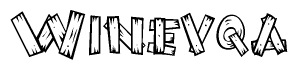 The image contains the name Winevqa written in a decorative, stylized font with a hand-drawn appearance. The lines are made up of what appears to be planks of wood, which are nailed together