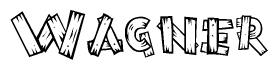 The clipart image shows the name Wagner stylized to look as if it has been constructed out of wooden planks or logs. Each letter is designed to resemble pieces of wood.