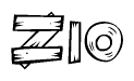 The clipart image shows the name Zio stylized to look as if it has been constructed out of wooden planks or logs. Each letter is designed to resemble pieces of wood.