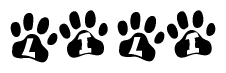 The image shows a series of animal paw prints arranged in a horizontal line. Each paw print contains a letter, and together they spell out the word Lili.