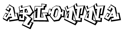 The image is a stylized representation of the letters Arlonna designed to mimic the look of graffiti text. The letters are bold and have a three-dimensional appearance, with emphasis on angles and shadowing effects.