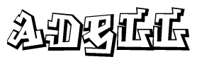 The image is a stylized representation of the letters Adell designed to mimic the look of graffiti text. The letters are bold and have a three-dimensional appearance, with emphasis on angles and shadowing effects.