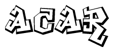 The clipart image features a stylized text in a graffiti font that reads Acar.