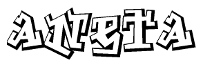 The clipart image features a stylized text in a graffiti font that reads Aneta.