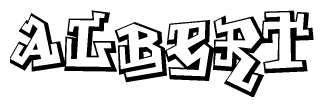 The clipart image depicts the word Albert in a style reminiscent of graffiti. The letters are drawn in a bold, block-like script with sharp angles and a three-dimensional appearance.