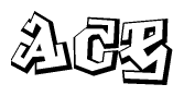 The clipart image depicts the word Ace in a style reminiscent of graffiti. The letters are drawn in a bold, block-like script with sharp angles and a three-dimensional appearance.