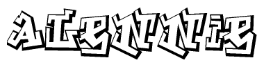 The image is a stylized representation of the letters Alennie designed to mimic the look of graffiti text. The letters are bold and have a three-dimensional appearance, with emphasis on angles and shadowing effects.